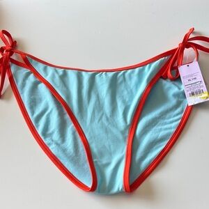 Light Blue Bikini Bottoms with Bright orange Trim